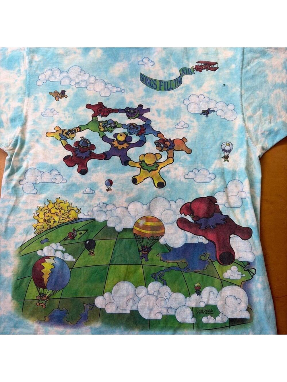 Liquid Blue 1993 Grateful Dead Parachuting Bears AOP T Shirt Size Large Cotton - Picture 8 of 9